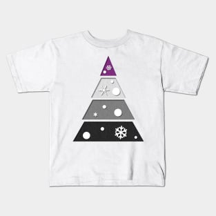 Minimalist Christmas Tree in Asexual Pride Flag Colors Kids T-Shirt